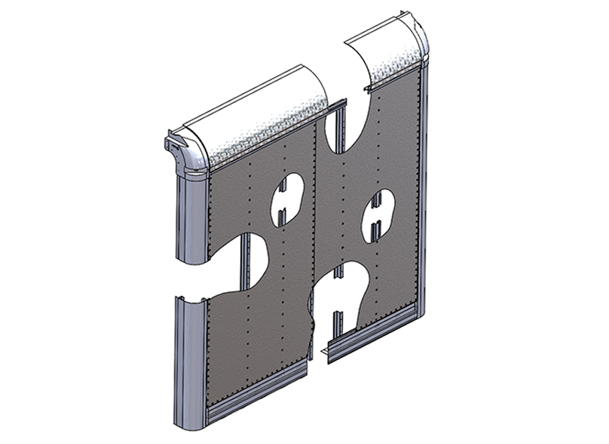 3D model of a metal bracket on a white background