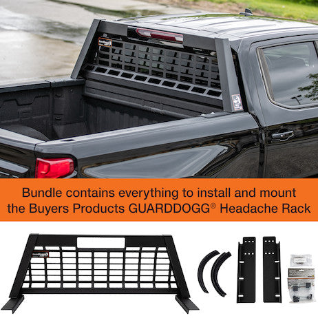 Buyers GuardDogg Matte Black Heavy-Duty Steel Pickup Truck Headache Rack with Mounting Brackets