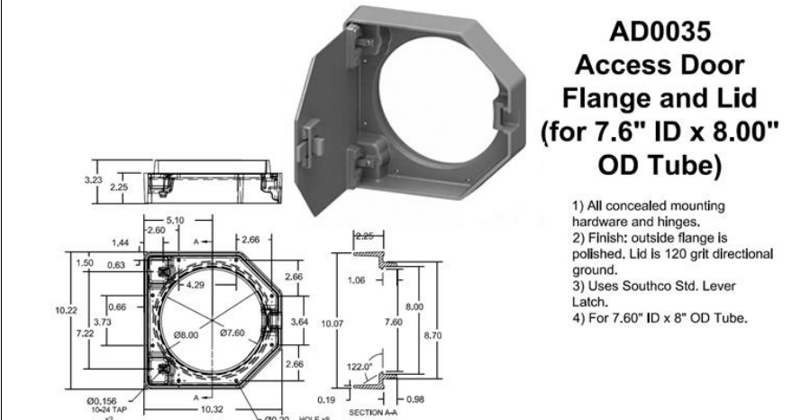 SCBA Door Slam Latch for 7.60 ID x 8.00 OD Pipe