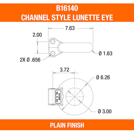 Plain 10-Ton Forged Steel Tow Eye 3 Inch I.D.