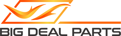 Logo of Big Deal Parts with orange and black design on a white background