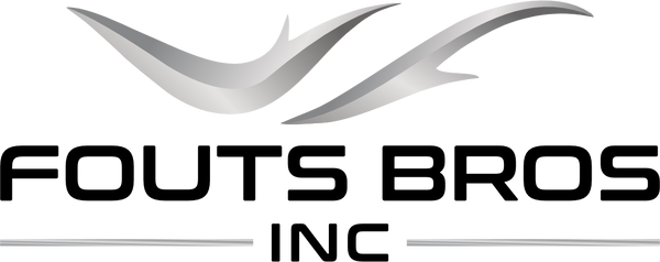 Logo of Fouts Bros Inc with a stylized letter 'V' above the text on a white background