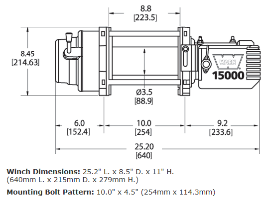 WARN M15000 12V Electric Recovery Winch 15,000 lb