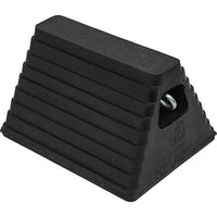 Heavy Duty Rubber Wheel Chock with Recessed Chain Eye 10x8x6 Inch