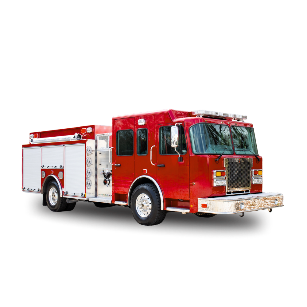 Red fire truck on a white background